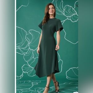 Mega london Short Sleeve Asymmetric Hem Midi Dress 
Business , wedding